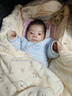 童泰秋冬0-6个月新生儿婴儿宝宝偏开保暖衣连体蝴蝶哈衣棉衣蓝色52cm 实拍图