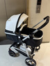 纽贝耳newber婴儿车 婴儿推车 婴儿车0-3岁用折叠可坐可躺带减震 可换向 黑白 防风保暖罩+防蚊罩+抑菌护脊板 实拍图