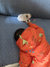 鸭鸭25新款冬装男童中长款羽绒服宝宝小童儿童印花加厚外套 橘色 100 实拍图