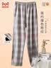 猫人男士睡裤男精梳纯棉时尚格纹休闲宽松家居服浅灰XL 实拍图