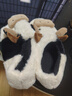 细细条（XIXITIAO）情侣可爱小奶牛棉拖鞋秋冬季男女士居家亲子保暖毛毛拖鞋 全包跟款白色 42-43（适合41-42的脚） 实拍图