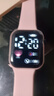 其他品牌高颜值LED手表时尚方形学生科技感超强夜光数字个性运动 粉红色 实拍图