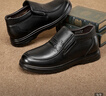 意尔康男鞋商务休闲鞋加绒保暖爸爸鞋高帮棉鞋皮鞋男 59783W黑色 41 实拍图