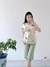 猫人睡衣女士100%纯棉全棉带胸垫可外穿短袖七分裤舒适透气家居服套装 7226 主图款【短袖七分裤套装】 L 【160-165cm,100-120斤】 实拍图