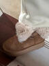 达芙妮官方厚底雪地靴女2026冬季新款加绒保暖短靴女增高防寒东北棉鞋子 卡其色【翻折两穿 5cm厚底】 36 实拍图
