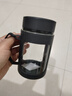玻璃水杯商务杯大容量男女生带盖泡茶饮水礼品杯家用把手杯 黑色 500ml 1只 实拍图