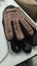 红蜻蜓真皮手套男冬天骑车摩托车加绒加厚触屏保暖防风防溅水猪皮棉手套 款式一 - 真皮加绒加厚 - 咖色 均码 防风触屏 实拍图
