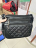 花迹真羊皮妈妈包包女新款真皮斜挎包女包情人节品牌羊皮百搭中年女包 黑色棱格8959小号 实拍图