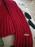百搭韩版针织毛线红色围巾女2024圣诞冬季高级感新年礼物情侣围脖 针织围巾-酒红色-1个装-保暖 1 实拍图
