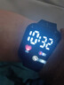 其他品牌高颜值LED手表时尚方形学生科技感超强夜光数字个性运动 雾霾蓝 实拍图