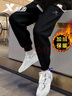 特步男裤针织加绒运动长裤冬季新款保暖束脚卫裤男士跑步裤子休闲裤 正黑色【加绒小脚裤】 L /175 实拍图