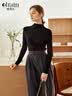 Olrain欧芮儿半高领莫代尔长袖T恤女装春冬修身丝滑打底衫内搭女 黑色 L 实拍图