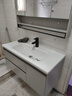 九牧王智能陶瓷一体洗手洗脸盆浴室柜组合40CM宽超窄小户型卫生间洗漱台 50cm月白色普通镜款吊柜 实拍图