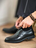 七匹狼男鞋夏季透气高端男士皮鞋男款头层真牛皮鞋男款正装鞋内增高婚鞋 黑色 四季款 42 码 实拍图