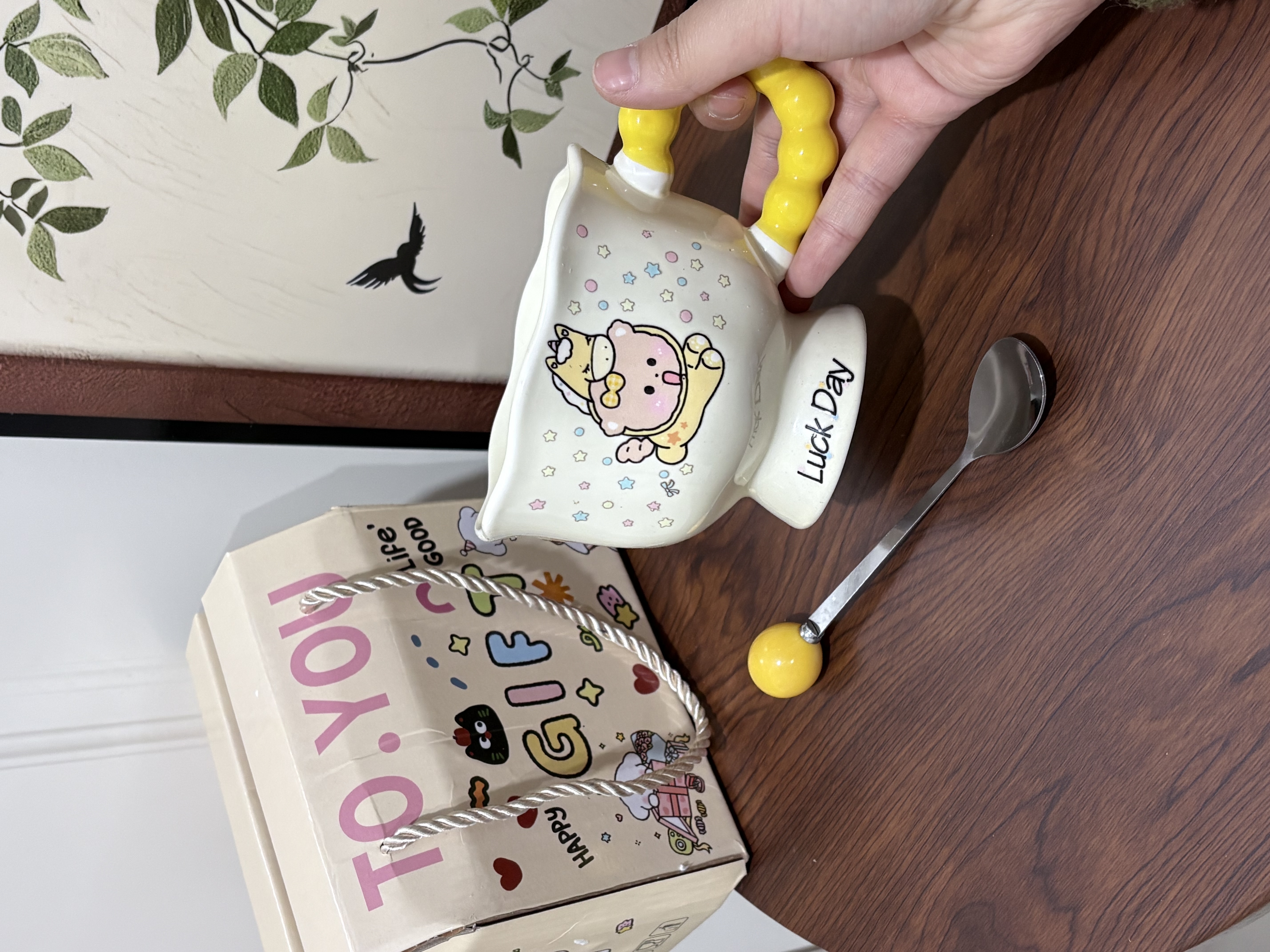 马年水杯可爱卡通ins马克杯高颜值喝水杯子陶瓷情侣水杯新年礼物 黄色小马-【黄色珠把杯】 高端手提礼盒【杯+勺】 实拍图