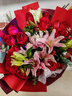 幽客玉品情人节鲜花速递红玫瑰花束表白送女友老婆生日礼物全国同城配送 19朵红玫瑰百合花束 实拍图