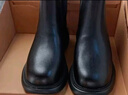 ZHR短靴女秋冬复古真牛皮通勤女靴舒适加绒切尔西靴 EH18A 黑色 35  实拍图
