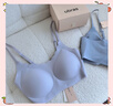 ubras【2件装】无尺码免拆V领内衣女背心美背粉底液色文胸罩无痕隐形 奶盐蓝+燕麦奶 实拍图