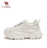 骆驼（CAMEL）老爹鞋女潮酷网布皮面拼接双系带厚底休闲鞋 L24S283079 米白 39 实拍图