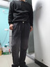 京峋牛仔裤男士秋冬季美式潮牌加绒直筒裤男生复古宽松阔腿休闲长裤子 A62黑灰色【常规款】 2XL 实拍图