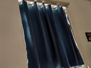 沫梵【窗帘+伸缩杆】窗帘免打孔安装布艺窗帘棉麻感遮光卧室成品套装 湖蓝(遮光约99%左右) 适用宽1.1-1.6米【窗帘高1.5米】 实拍图
