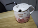 贝瑟斯马克杯 陶瓷杯喝水杯子咖啡杯樱花浮雕泡茶杯带盖办公家用水杯子 实拍图
