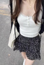 妙奕嘉半身裙女碎花短裙新款百褶裙学院风a字裙小个子显瘦裙子蛋糕裙 碎花短裙【黑色】 L 【建议 105-115斤】 实拍图