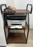 逸朗德放打印机置物架落地放置柜搁物架子可移动办公室桌边电脑主机托架 G316深胡桃+黑三层55*40*99CM 实拍图