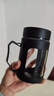 玻璃水杯商务杯大容量男女生带盖泡茶饮水礼品杯家用把手杯 黑色500ml1只 实拍图
