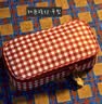 MUJI 再生聚酯纤维化妆包 居家 旅行 化妆品收纳 便携洗漱包 平型 红色格纹 实拍图