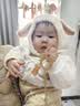 9i9宝宝帽子加厚婴儿帽围脖一体帽护耳帽护颈毛绒保暖卡通兔子 实拍图