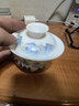 金镶玉陶瓷茶杯羊脂玉瓷泡茶碗三才盖碗功夫茶具白瓷多彩江山盖碗150ml 实拍图