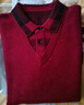 恒源祥纯羊毛绒衫男士中老年假两件毛衣加厚羊毛衬衫领保暖爸爸内搭 796846红色 XL 175建议135-150斤 实拍图