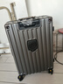 欧遥高颜值铝框行李箱可坐人男女学生潮流大容量拉杆箱加厚密码旅行箱 深灰色【铆钉加固铝合金款】 24英寸 【商务出差，轻便顺滑】 实拍图