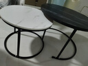 立太（LEADTEK）茶几客厅小户型边几沙发轻奢小桌子现代简约圆形茶几组合茶桌茶台 70CM黑+50CM白+黑架【加粗加厚】 实拍图