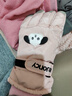 目丸滑雪手套男女士冬季可爱卡通保暖触屏户外骑行防风寒防水加绒加厚 粉色小狗 实拍图