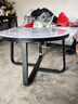 时黛家居 圆形茶几 办公客厅简约轻奢玻璃仿岩板纹小户型阳台圆几 实拍图