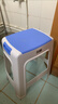 好尔塑料凳子客厅厨房加厚防滑休闲板凳叠摞高凳带提手大号蓝色 1个装 实拍图