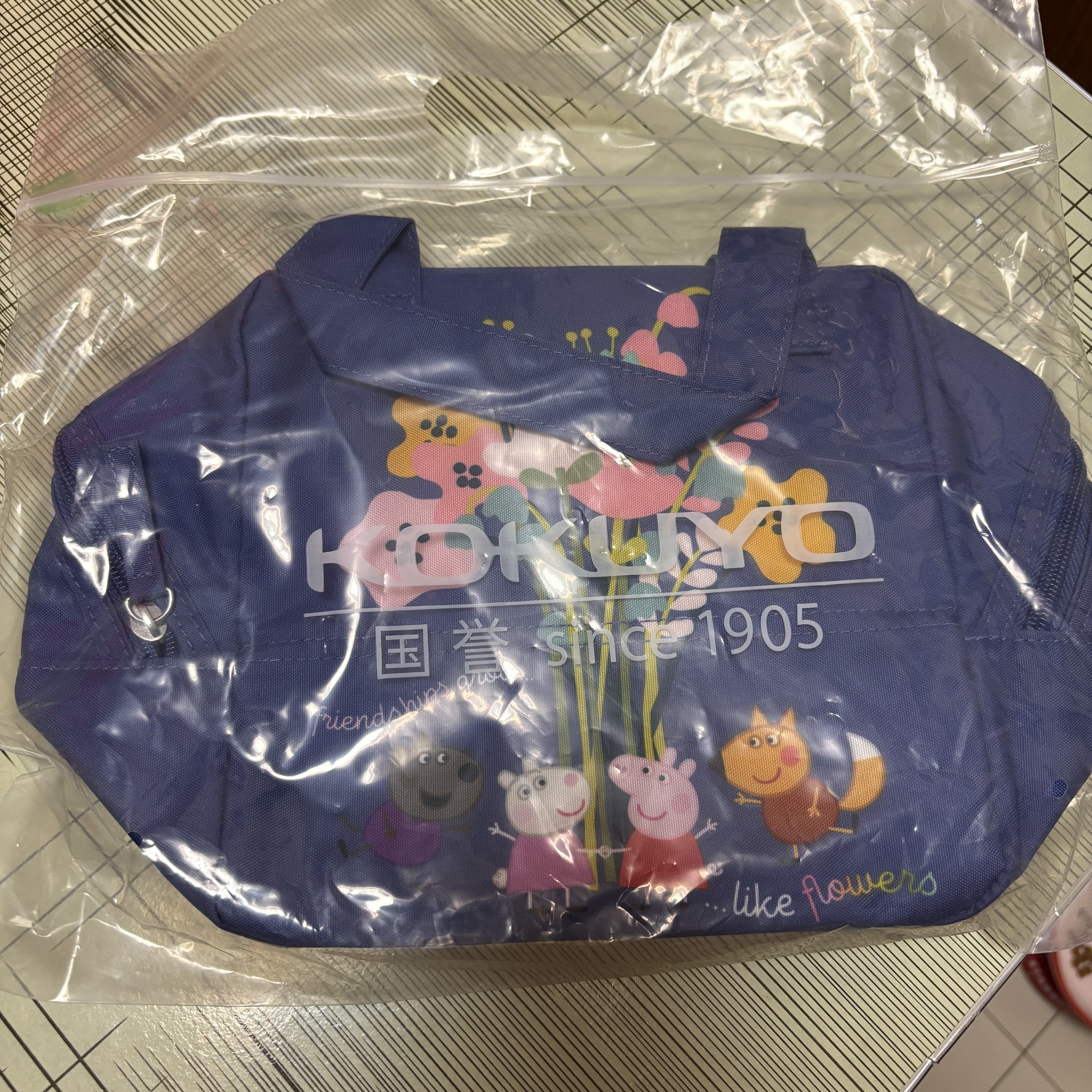 国誉(KOKUYO)小猪佩奇联名系列学生手提袋多功能手拎包文具收纳袋 蓝色 1个 WSG-KB7M01-1 实拍图
