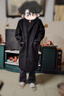 艾梵斯贝新款冬季男士毛呢大衣中长款过膝加厚呢子男款风衣外套韩版潮宽松 黑色(加棉款) XL 实拍图