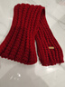 百搭韩版针织毛线红色围巾女2024圣诞冬季高级感新年礼物情侣围脖 针织围巾-酒红色-1个装-保暖 1 实拍图