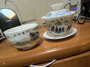 金镶玉陶瓷茶杯羊脂玉瓷泡茶碗三才盖碗功夫茶具白瓷多彩江山盖碗150ml 实拍图
