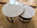 左客左家（ZUOKEZUOJIA）意式简约中古风茶几客厅家用茶桌小户型实木圆形岩板茶几边几组合 亮面|60白+80白|黑柜单抽茶几 实拍图