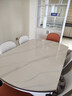 奥利克丝 亮光岩板餐桌椅组合 现代简约实木餐桌可伸缩折叠圆桌吃饭桌子 亮光雪山白-黑白框架轻奢皮椅款 1.35米 一桌六椅【12MM加厚岩板】 实拍图