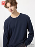 优衣库男装女装柔软圆领T恤/休闲长袖上衣479783 69 藏青色 M 实拍图