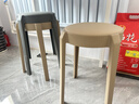 景彩凳子家用客厅塑料凳子加厚圆凳可叠放网红高凳现代简约餐桌凳DZ05 加大软包凳四把装-【两灰两咖】 实拍图