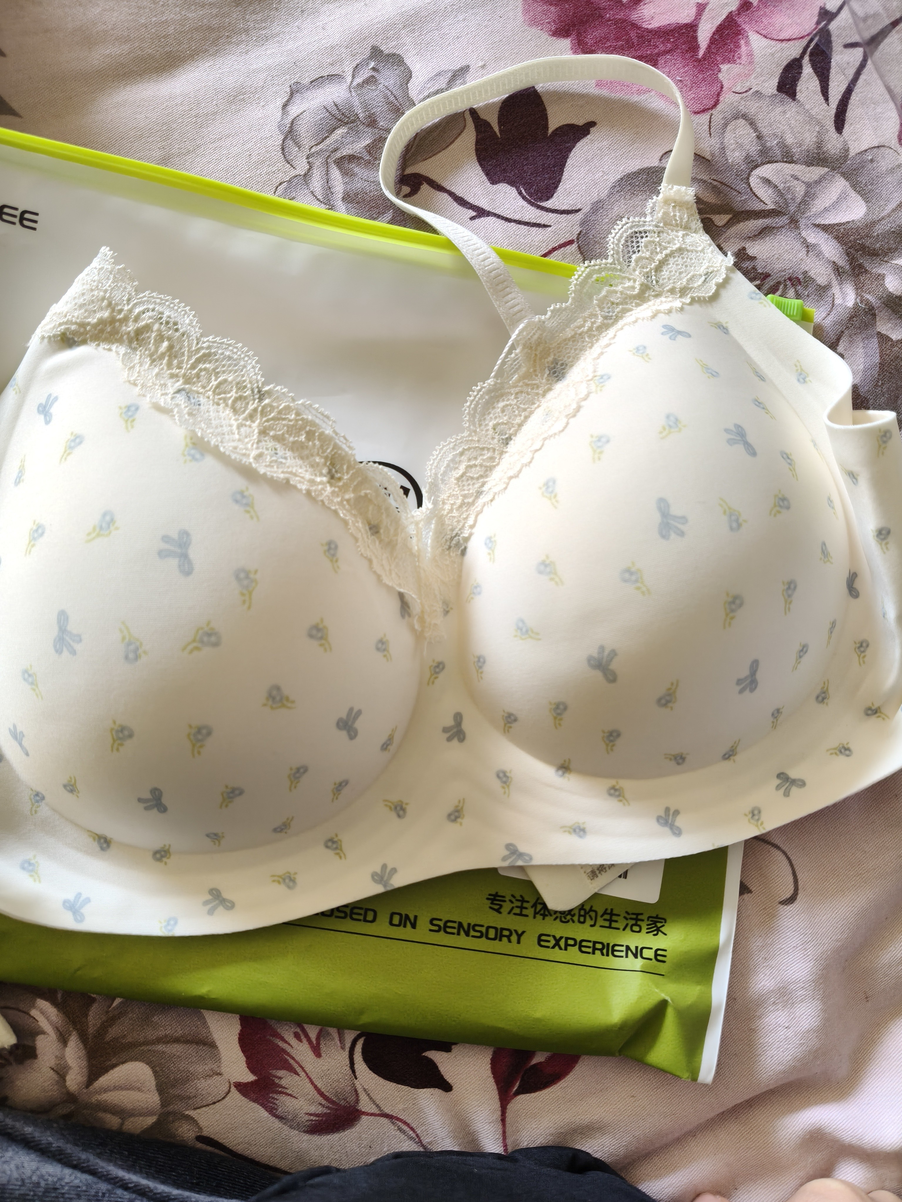 内小伴少女碎花蕾丝内衣女夏季薄款小胸聚拢收副乳防下垂青少年文胸罩 实拍图