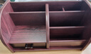 金隆兴 多功能木质笔筒摆件 办公桌面置物大容量办公文具用品抽屉遥控器收纳盒 红木纹 C2022  实拍图