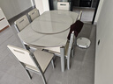 初屋 餐桌 岩板餐桌椅组合现代简约伸缩折叠圆桌家用小户型实木饭桌子 宝马灰色-雪山白岩板-实木椅 1.35m  一桌六椅 实拍图