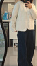 UR秋季新款女装休闲蝴蝶结绗缝排扣圆领棉服UYY150054 本白 M 实拍图